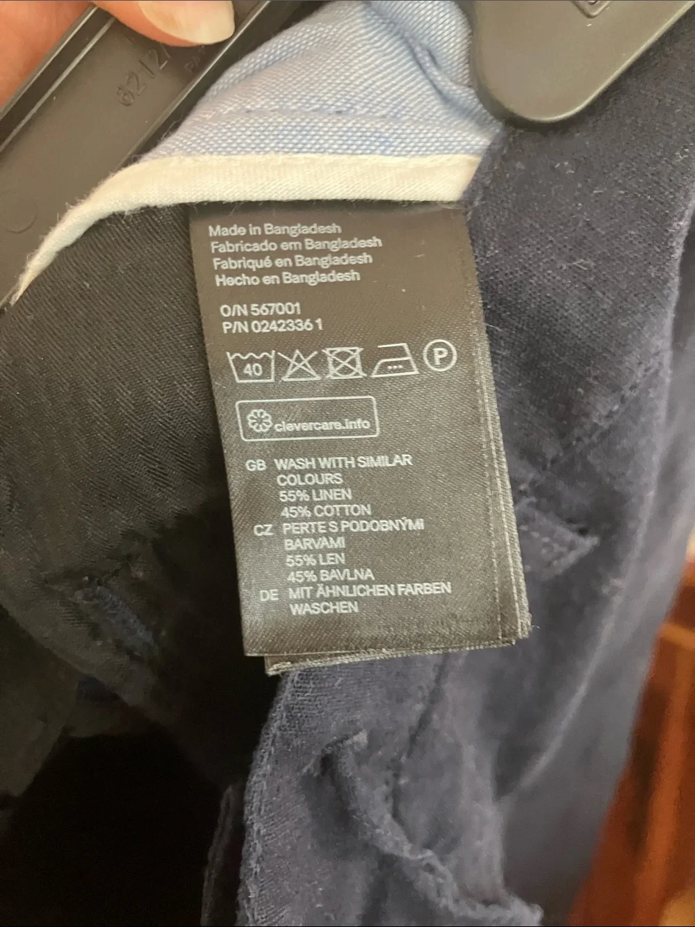 H&M Men’s Navy Button-Fly Linen Blend Pants US 36R